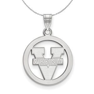 Sterling Silver U. of Virginia Small Circle Necklace - 24 Inch